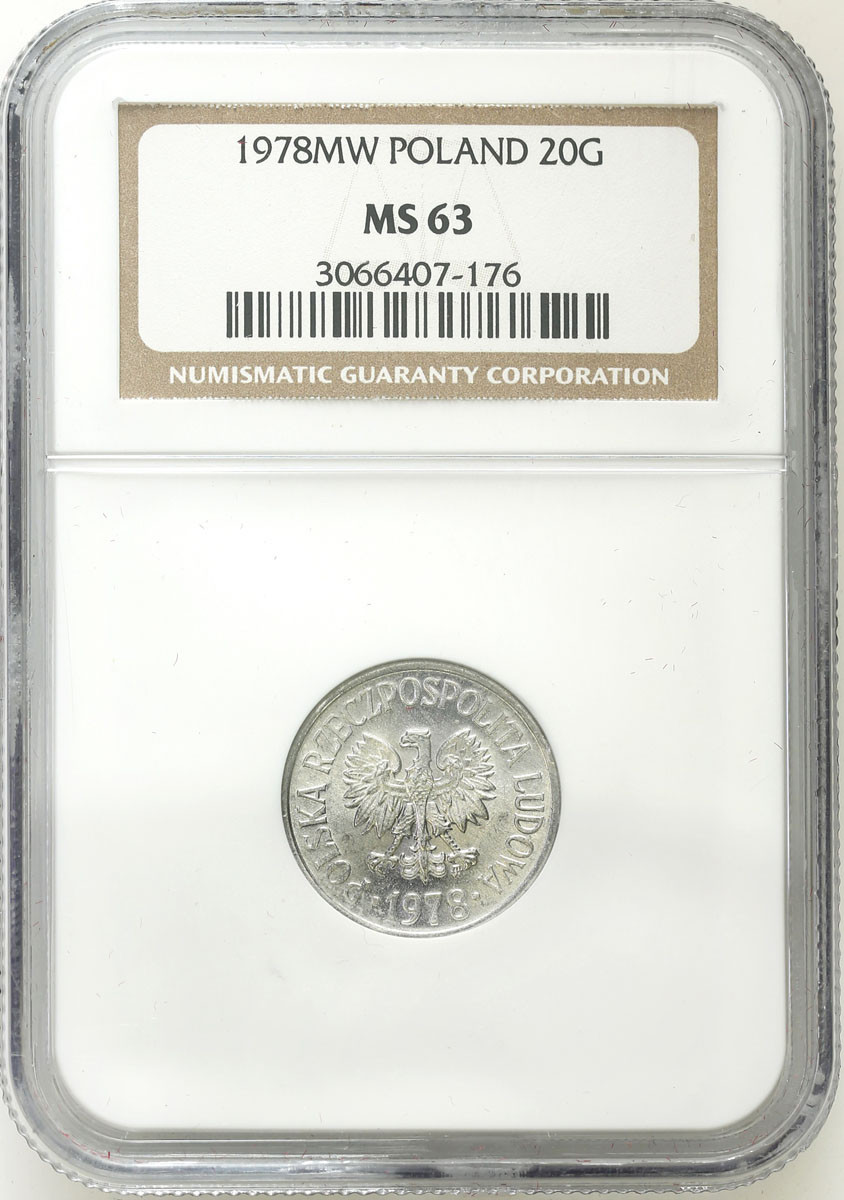 PRL. 20 groszy 1978 aluminium NGC MS63